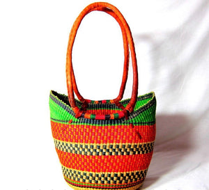 Multi Coloured long handle shopping basket