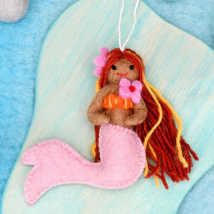 Felt Little Mermaid Hanging - Pink Tail
