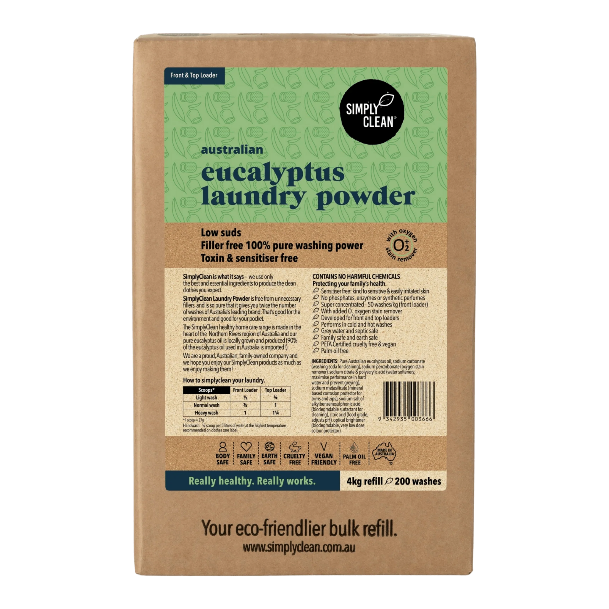 Simply Clean | Eucalyptus Laundry Powder Box Refill 4kg