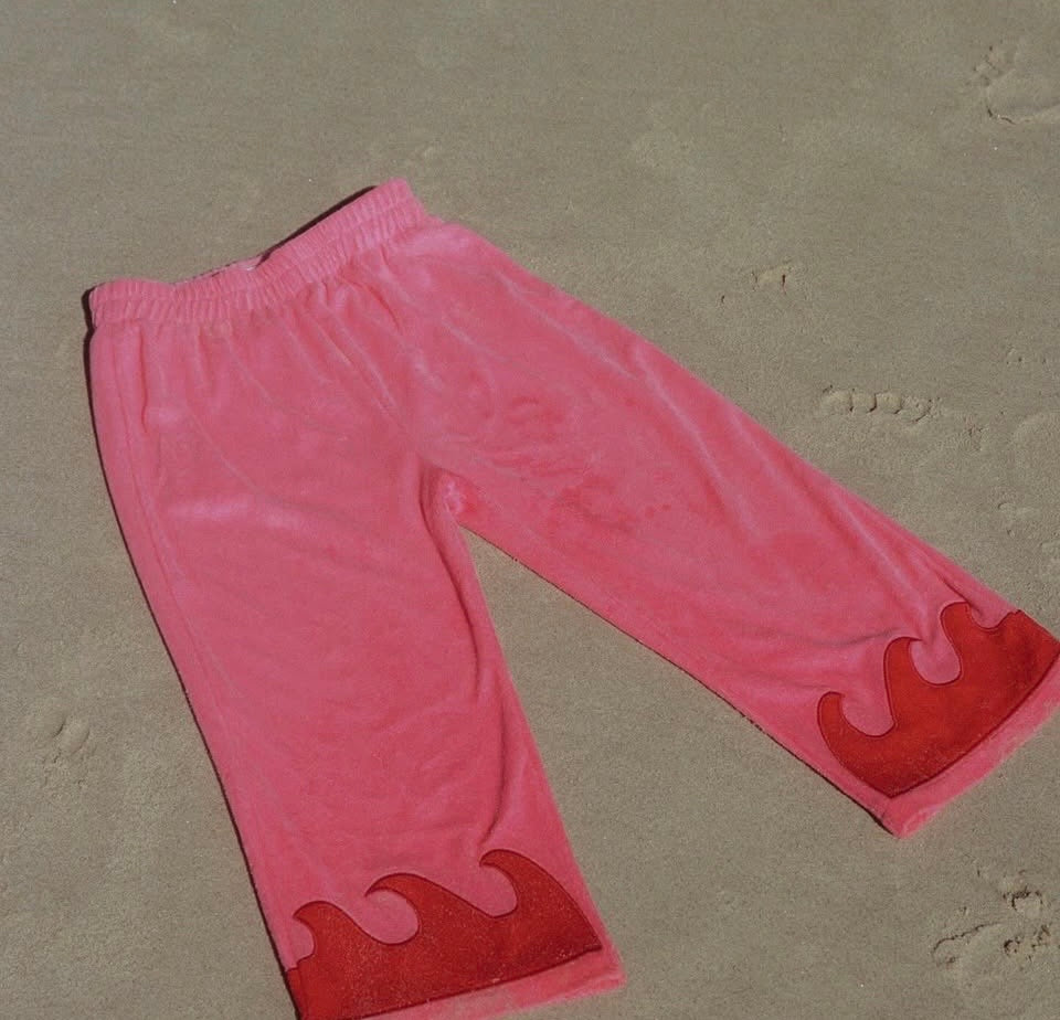 Pre Order - Spicy Dugong Wave Pants - Pink & Red Wave