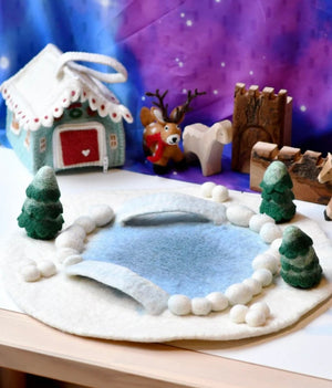 FELT ROUND SNOW ICE RINK PLAY MAT PLAYSCAPE