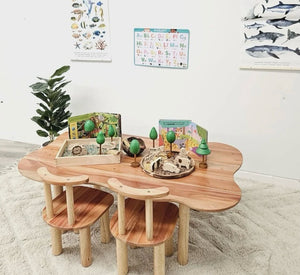 Children’s hardwood cloud table with 4 chairs