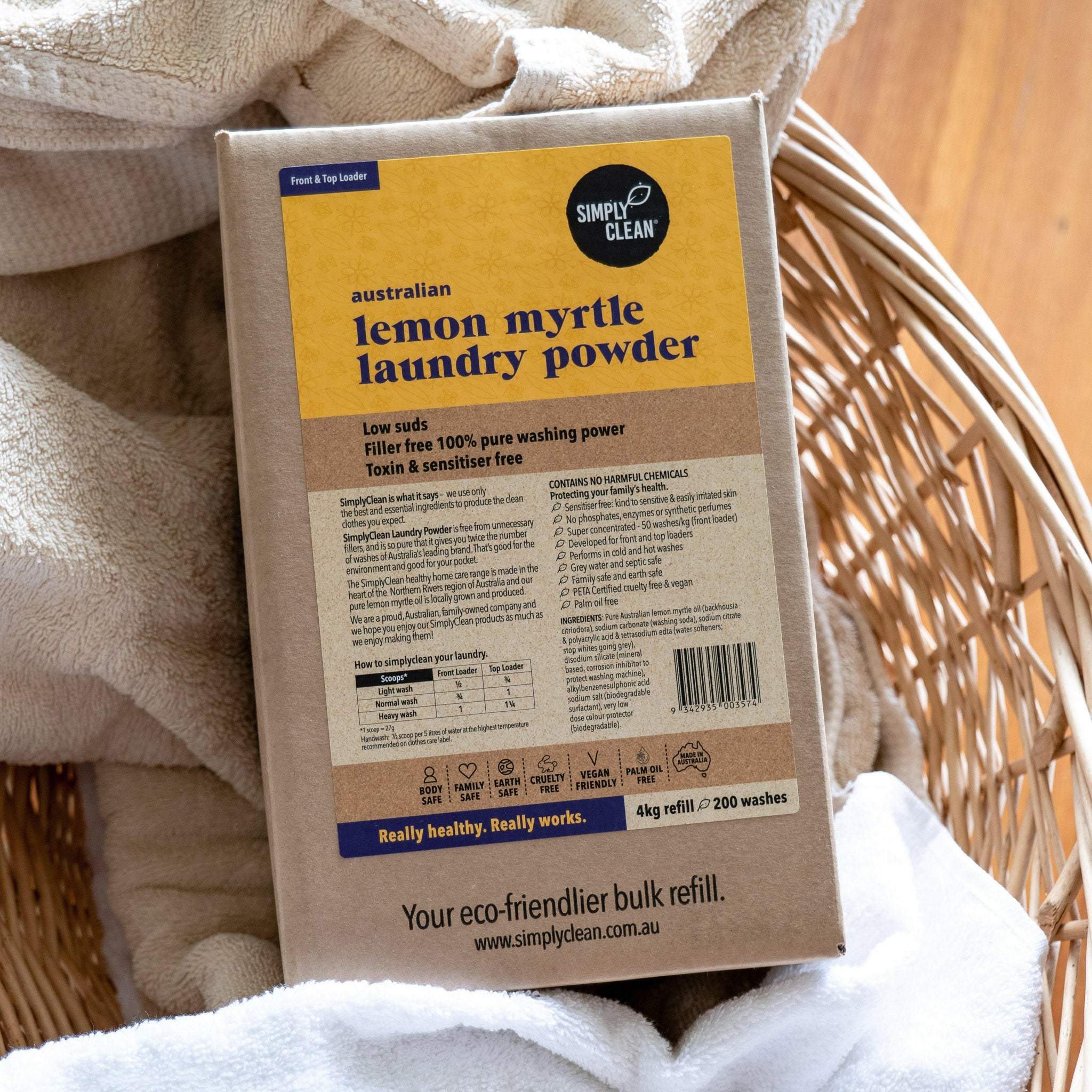 Simply Clean | Lemon Myrtle Laundry Powder Box Refill 4kg