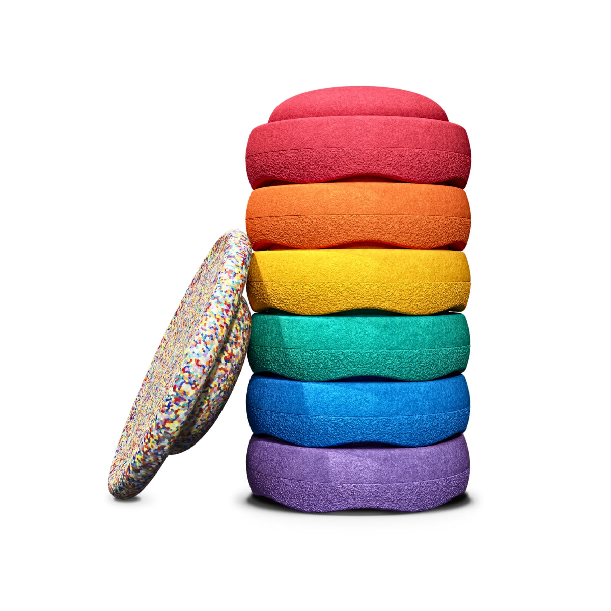 Balance Stepping Stones Set + Board Combination, Set of 7, Rainbow Classic