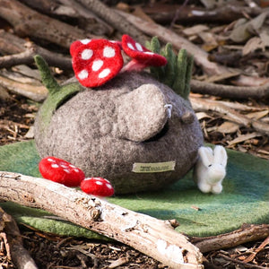 Felt Fairy Toadstool House with Rabbit Toy