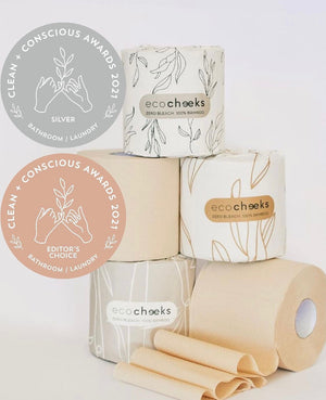 Eco Cheeks 36 WRAPPED Unbleached Bamboo Toilet Paper Rolls