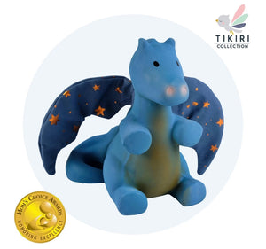 Midnight Dragon - Organic Natural Rubber Rattle with Crinkle Wings
