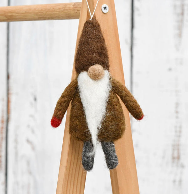 Felt Gnome Hanging - Light Brown Robe - My Hardie