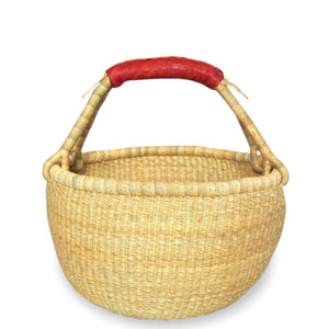 Large Natural Leather Round Basket