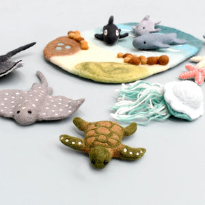 Felt Sea Reef Creatures Toys - Manta Ray, Eagle Ray and Green Sea Turtle