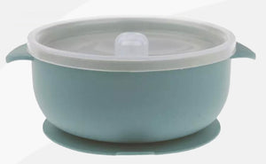 Silicone suction bowl with silicone lid