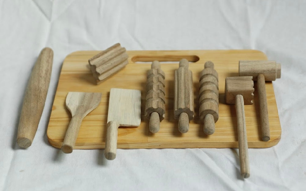 Natural Wood Playdough Tools..