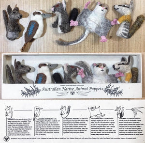 Australian Native Finger Puppet Set. Kangaroo Mob