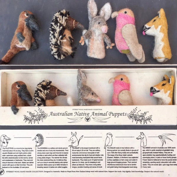 Australian store hand puppets